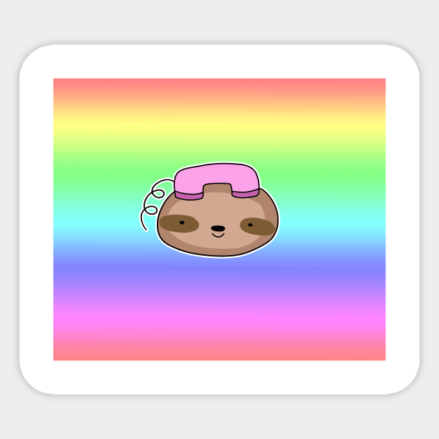 Telephone Sloth Face - Rainbow Pastel Sticker by saradaboru